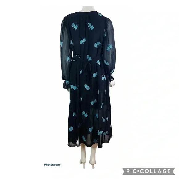 NEW TOPSHOP Idol Women's Size 6 Embellished Floral Long Midi Dress Chiffon - Picture 8 of 10